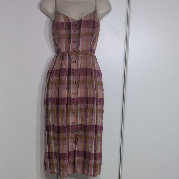 Volcom Checkered Midi Dress with Button Detail - Picture 1 of 8